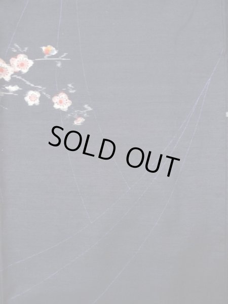 画像3: K0324N Mint  紬 女性用着物  シルク(正絹) 深い  青, 梅 【中古】 【USED】 【リサイクル】 ★★★★☆ (3)