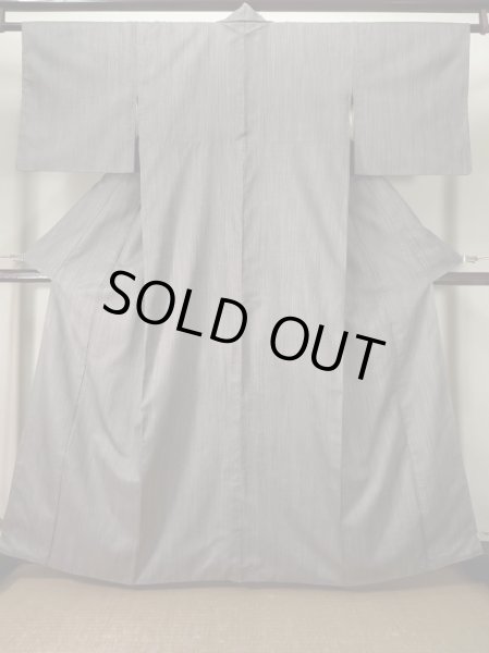 画像1: K0324V  紬 女性用着物  シルク（正絹） ヘザー（杢）  紫, 縞 【中古】 【USED】 【リサイクル】 ★★★☆☆ (1)