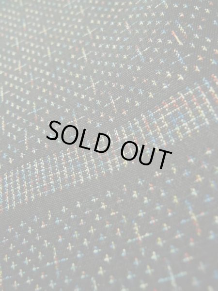 画像9: K0324X Mint  紬 女性用着物  シルク（正絹） ヘザー（杢）  黒, 線 【中古】 【USED】 【リサイクル】 ★★★★★ (9)