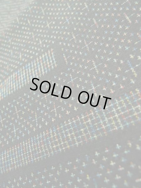 画像10: K0324X Mint  紬 女性用着物  シルク（正絹） ヘザー（杢）  黒, 線 【中古】 【USED】 【リサイクル】 ★★★★★ (10)