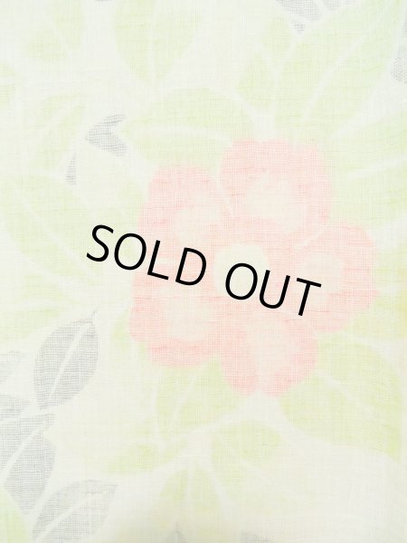 画像5: K0407B Mint  夏物 女性用着物 小地谷縮 麻 淡い 薄い 黄緑色, 花 【中古】 【USED】 【リサイクル】 ★★★★☆ (5)