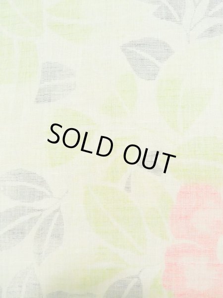 画像6: K0407B Mint  夏物 女性用着物 小地谷縮 麻 淡い 薄い 黄緑色, 花 【中古】 【USED】 【リサイクル】 ★★★★☆ (6)