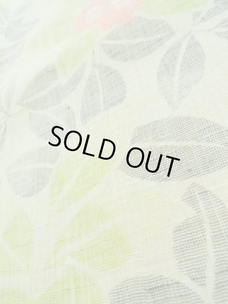 画像9: K0407B Mint  夏物 女性用着物 小地谷縮 麻 淡い 薄い 黄緑色, 花 【中古】 【USED】 【リサイクル】 ★★★★☆ (9)