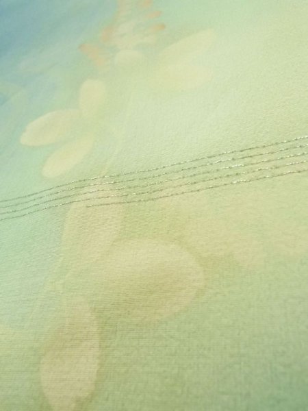 画像11: K0408D  夏物 女性用着物  シルク（正絹）   オフ　ホワイト, 葉 【中古】 【USED】 【リサイクル】 ★☆☆☆☆ (11)