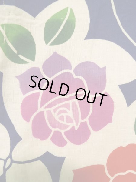 画像6: K0414C  注染浴衣 女性用着物 1960-1970年代 綿   藍, バラ 【中古】 【USED】 【リサイクル】 ★★☆☆☆ (6)