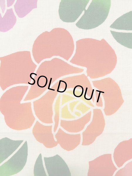 画像7: K0414C  注染浴衣 女性用着物 1960-1970年代 綿   藍, バラ 【中古】 【USED】 【リサイクル】 ★★☆☆☆ (7)