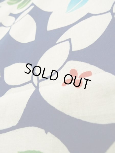 画像9: K0414C  注染浴衣 女性用着物 1960-1970年代 綿   藍, バラ 【中古】 【USED】 【リサイクル】 ★★☆☆☆ (9)