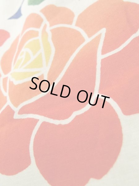 画像10: K0414C  注染浴衣 女性用着物 1960-1970年代 綿   藍, バラ 【中古】 【USED】 【リサイクル】 ★★☆☆☆ (10)