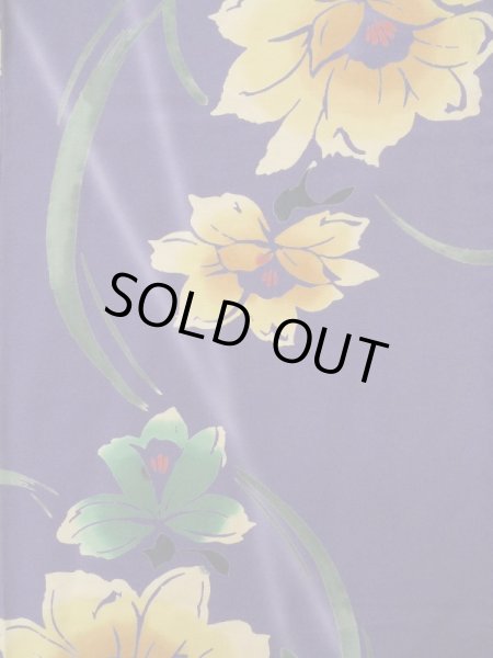 画像3: K0414H  浴衣(海外製) 女性用着物  綿   紫, 花 【中古】 【USED】 【リサイクル】 ★★★☆☆ (3)