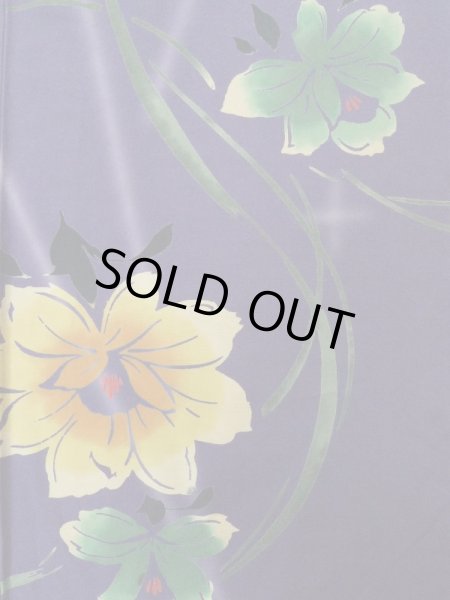 画像5: K0414H  浴衣(海外製) 女性用着物  綿   紫, 花 【中古】 【USED】 【リサイクル】 ★★★☆☆ (5)