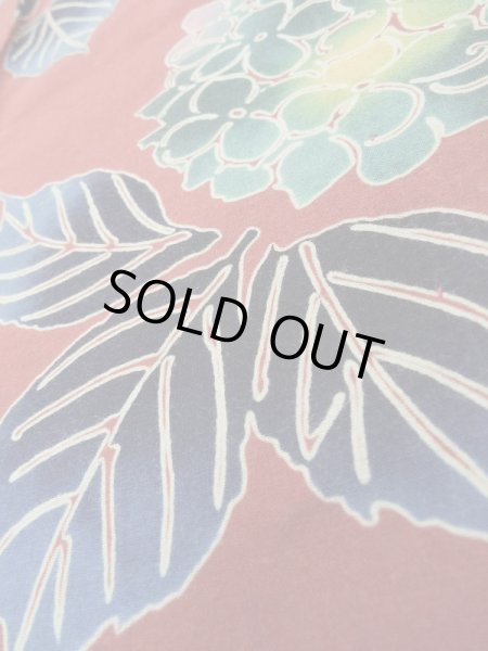 画像10: K0414J  注染浴衣 女性用着物 紫陽花 綿   赤,  【中古】 【USED】 【リサイクル】 ★★★★☆ (10)