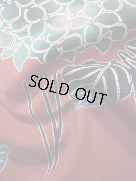 画像12: K0414J  注染浴衣 女性用着物 紫陽花 綿   赤,  【中古】 【USED】 【リサイクル】 ★★★★☆ (12)