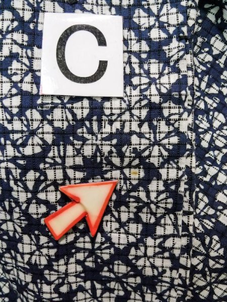 画像14: K0414T  浴衣（日本製） 女性用着物 1960-1970年代 綿   藍, 抽象的模様 【中古】 【USED】 【リサイクル】 ★★★☆☆ (14)