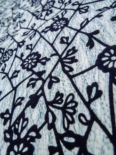 画像8: K0415A  浴衣(日本製) 女性用着物 1960-1970年代 綿   青, 花 【中古】 【USED】 【リサイクル】 ★★★☆☆ (8)