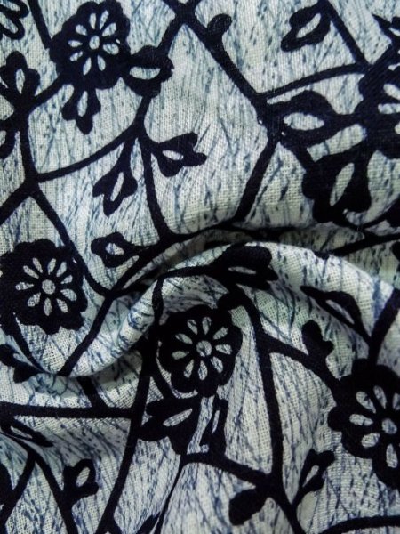 画像11: K0415A  浴衣(日本製) 女性用着物 1960-1970年代 綿   青, 花 【中古】 【USED】 【リサイクル】 ★★★☆☆ (11)