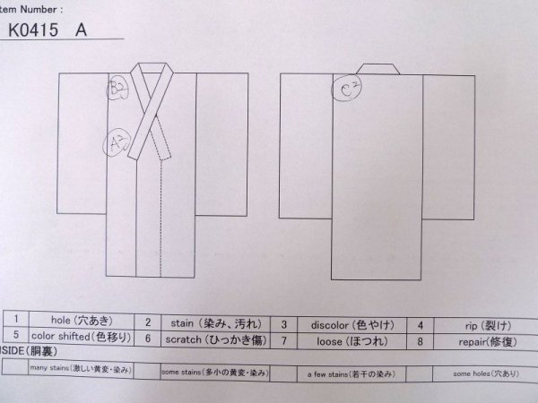 画像13: K0415A  浴衣(日本製) 女性用着物 1960-1970年代 綿   青, 花 【中古】 【USED】 【リサイクル】 ★★★☆☆ (13)