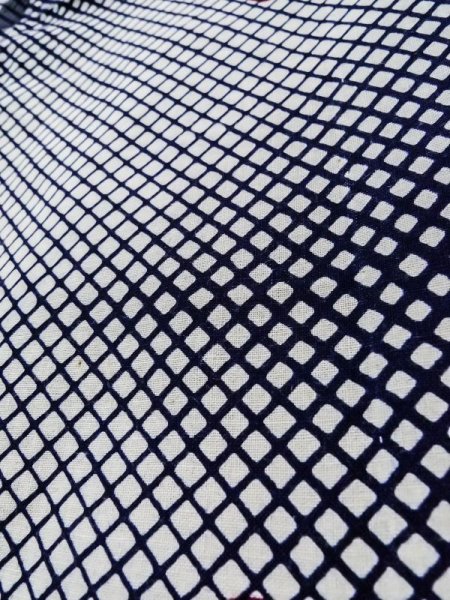 画像10: K0415D  浴衣（日本製） 女性用着物 1960-1970年代 綿   藍, 花 【中古】 【USED】 【リサイクル】 ★★★☆☆ (10)