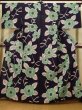 画像1: K0421B 女性用 注染浴衣   綿 藍,  花 【中古】【USED】【リサイクル】 ★★★☆☆【K0421B】 (1)