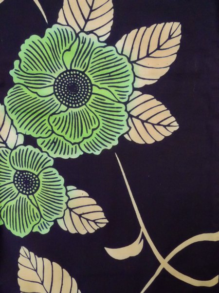 画像4: K0421B 女性用 注染浴衣   綿 藍,  花 【中古】【USED】【リサイクル】 ★★★☆☆【K0421B】 (4)