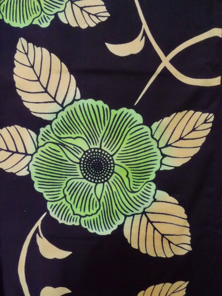 画像5: K0421B 女性用 注染浴衣   綿 藍,  花 【中古】【USED】【リサイクル】 ★★★☆☆【K0421B】 (5)