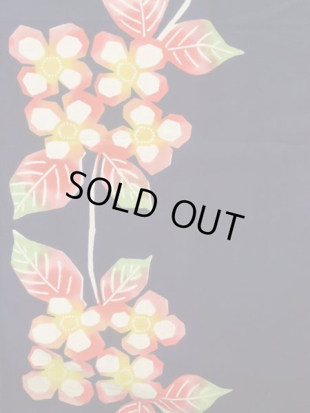 画像4: K0421C  注染浴衣 女性用着物  綿   藍, 花 【中古】 【USED】 【リサイクル】 ★☆☆☆☆ (4)