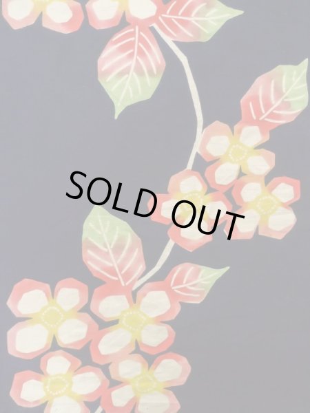 画像5: K0421C  注染浴衣 女性用着物  綿   藍, 花 【中古】 【USED】 【リサイクル】 ★☆☆☆☆ (5)