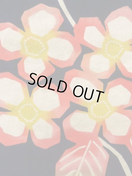 画像6: K0421C  注染浴衣 女性用着物  綿   藍, 花 【中古】 【USED】 【リサイクル】 ★☆☆☆☆ (6)