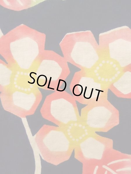 画像8: K0421C  注染浴衣 女性用着物  綿   藍, 花 【中古】 【USED】 【リサイクル】 ★☆☆☆☆ (8)