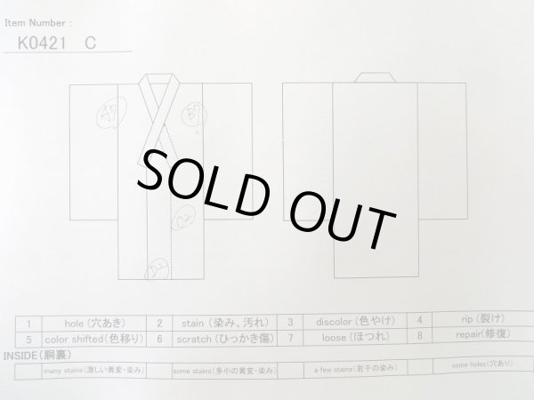 画像14: K0421C  注染浴衣 女性用着物  綿   藍, 花 【中古】 【USED】 【リサイクル】 ★☆☆☆☆ (14)
