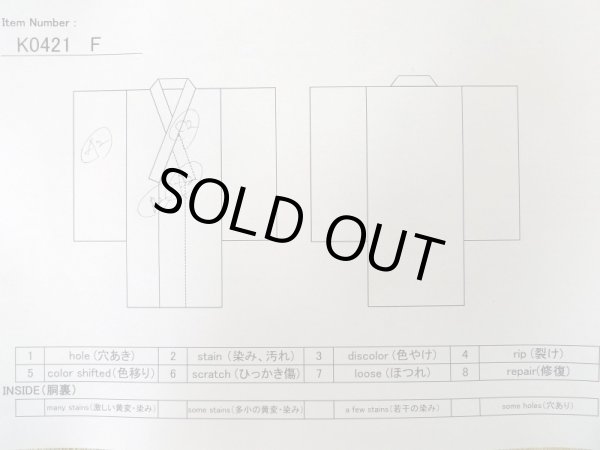 画像14: K0421F  浴衣(日本製) 女性用着物  綿   藍, 波 【中古】 【USED】 【リサイクル】 ★★★☆☆ (14)