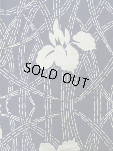 画像5: K0421G  浴衣（日本製） 女性用着物  綿   藍, あやめ 【中古】 【USED】 【リサイクル】 ★★☆☆☆ (5)