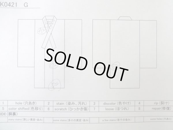 画像14: K0421G  浴衣（日本製） 女性用着物  綿   藍, あやめ 【中古】 【USED】 【リサイクル】 ★★☆☆☆ (14)