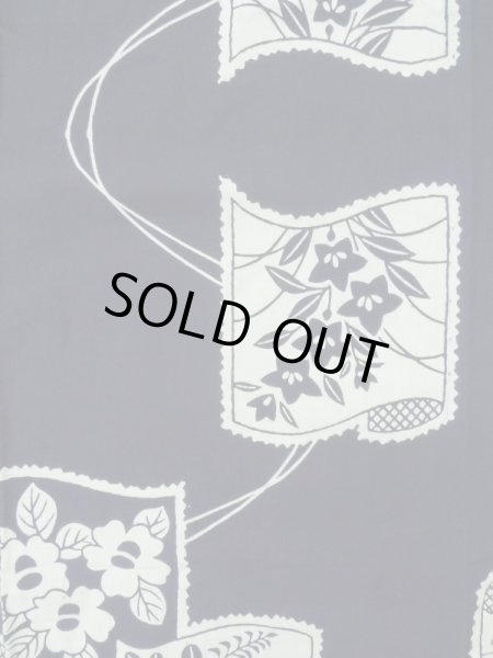 画像3: K0421I  浴衣(日本製) 女性用着物  綿   藍, 花 【中古】 【USED】 【リサイクル】 ★★★☆☆ (3)