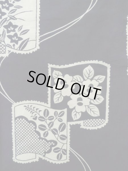 画像5: K0421I  浴衣(日本製) 女性用着物  綿   藍, 花 【中古】 【USED】 【リサイクル】 ★★★☆☆ (5)