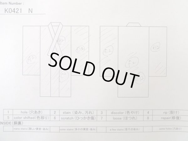 画像13: K0421N  浴衣(日本製) 女性用着物  綿麻   藍, 花 【中古】 【USED】 【リサイクル】 ★★☆☆☆ (13)