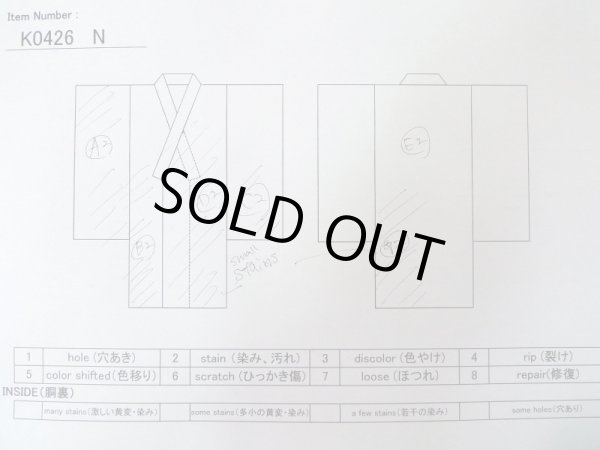 画像14: K0426N  浴衣（日本製） 女性用着物 紫陽花、1960〜1970年代 綿   藍,  【中古】 【USED】 【リサイクル】 ★★☆☆☆ (14)