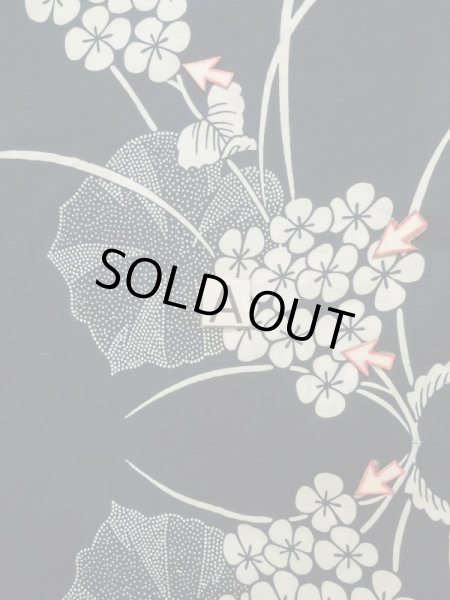 画像15: K0426N  浴衣（日本製） 女性用着物 紫陽花、1960〜1970年代 綿   藍,  【中古】 【USED】 【リサイクル】 ★★☆☆☆ (15)