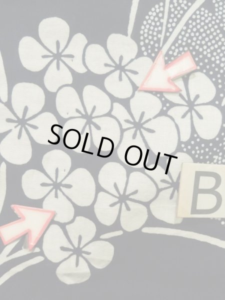 画像16: K0426N  浴衣（日本製） 女性用着物 紫陽花、1960〜1970年代 綿   藍,  【中古】 【USED】 【リサイクル】 ★★☆☆☆ (16)