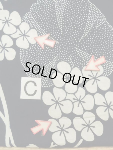 画像17: K0426N  浴衣（日本製） 女性用着物 紫陽花、1960〜1970年代 綿   藍,  【中古】 【USED】 【リサイクル】 ★★☆☆☆ (17)