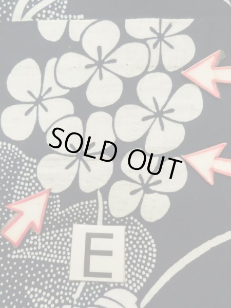 画像19: K0426N  浴衣（日本製） 女性用着物 紫陽花、1960〜1970年代 綿   藍,  【中古】 【USED】 【リサイクル】 ★★☆☆☆ (19)