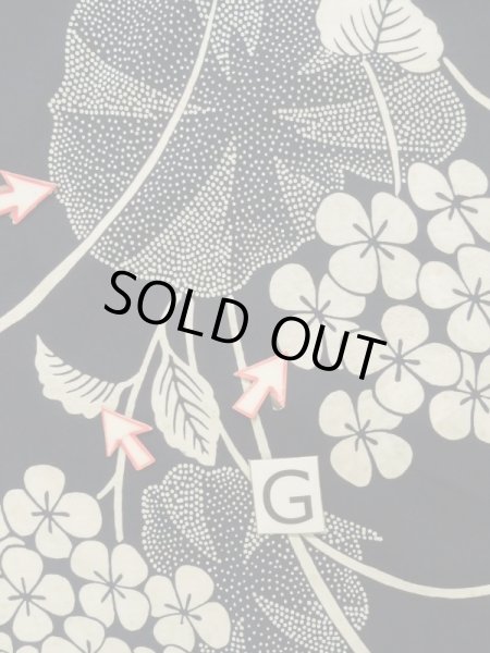 画像20: K0426N  浴衣（日本製） 女性用着物 紫陽花、1960〜1970年代 綿   藍,  【中古】 【USED】 【リサイクル】 ★★☆☆☆ (20)