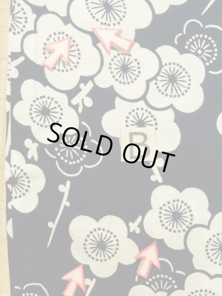 画像16: K0426O  浴衣（日本製） 女性用着物 1960〜1970年代 綿   藍, 梅 【中古】 【USED】 【リサイクル】 ★★★☆☆ (16)