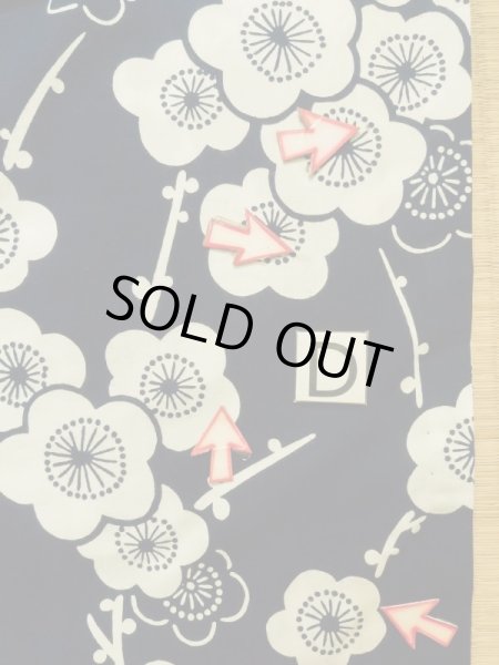 画像18: K0426O  浴衣（日本製） 女性用着物 1960〜1970年代 綿   藍, 梅 【中古】 【USED】 【リサイクル】 ★★★☆☆ (18)