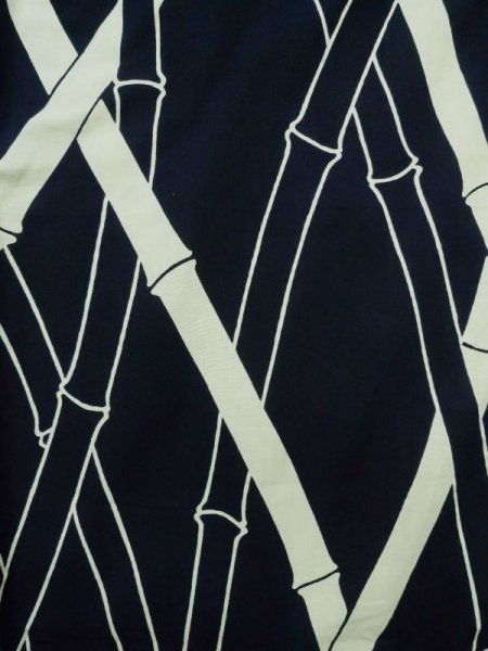 画像3: K0426R  浴衣(日本製) 女性用着物 1960〜1970年代 綿   藍, 竹 【中古】 【USED】 【リサイクル】 ★★★☆☆ (3)