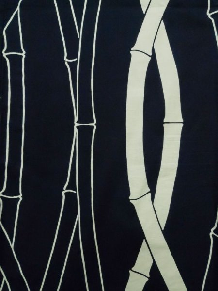 画像4: K0426R  浴衣(日本製) 女性用着物 1960〜1970年代 綿   藍, 竹 【中古】 【USED】 【リサイクル】 ★★★☆☆ (4)