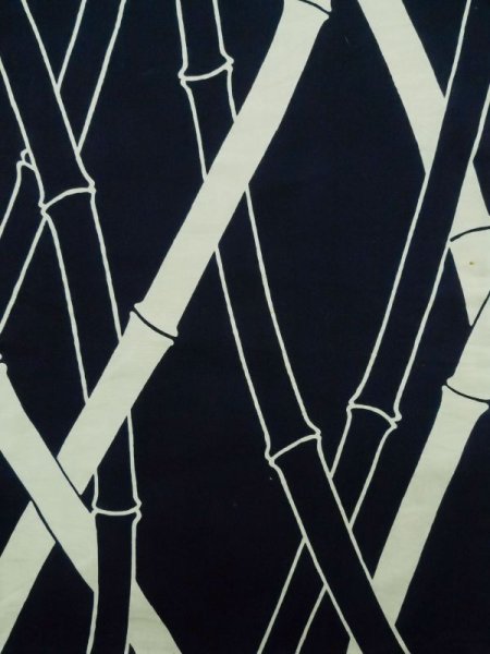 画像5: K0426R  浴衣(日本製) 女性用着物 1960〜1970年代 綿   藍, 竹 【中古】 【USED】 【リサイクル】 ★★★☆☆ (5)