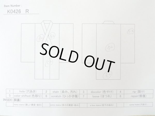 画像14: K0426R  浴衣（日本製） 女性用着物 1960〜1970年代 綿   藍, 竹 【中古】 【USED】 【リサイクル】 ★★★☆☆ (14)
