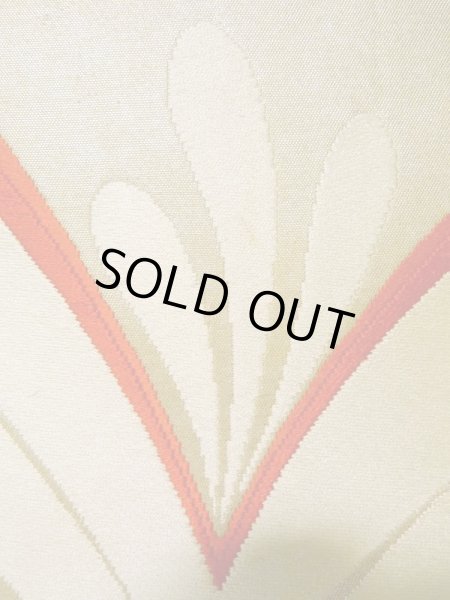 画像4: K0506N 袋帯  女性用着物 シルク(正絹)   シルバー(銀) 抽象的模様   【中古】 【USED】 【リサイクル】 ★★★☆☆ (4)