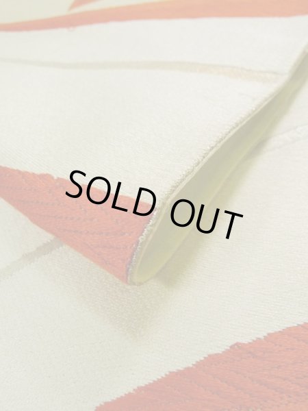 画像10: K0506N 袋帯  女性用着物 シルク(正絹)   シルバー(銀) 抽象的模様   【中古】 【USED】 【リサイクル】 ★★★☆☆ (10)