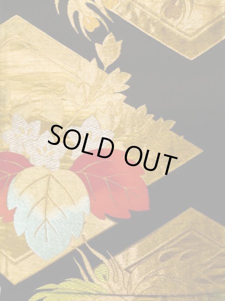 画像3: K0512L 袋帯  女性用着物 シルク(正絹)   黒 桐   【中古】 【USED】 【リサイクル】 ★★★★☆ (3)